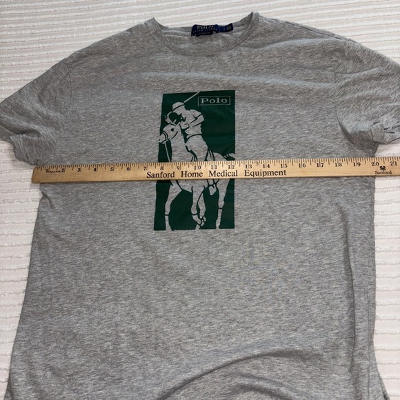 Polo Ralph Lauren Classic-Fit Short Sleeve Grey T- Shirt Green Big Pony Logo SzS - Picture 6 of 7